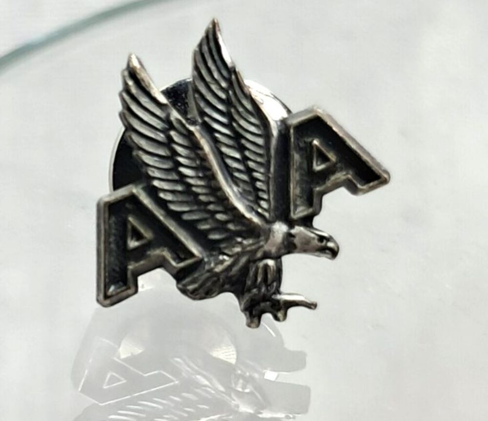 American Airlines Eagle Logo Silver Tone Lapel Hat Pin Vintage